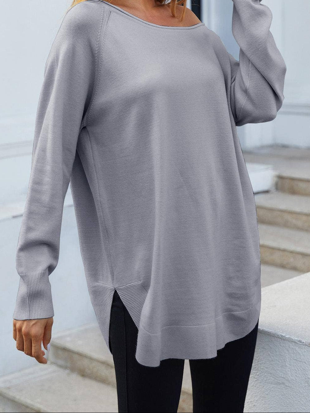 Zachte gebreide oversized damestrui – Grijs