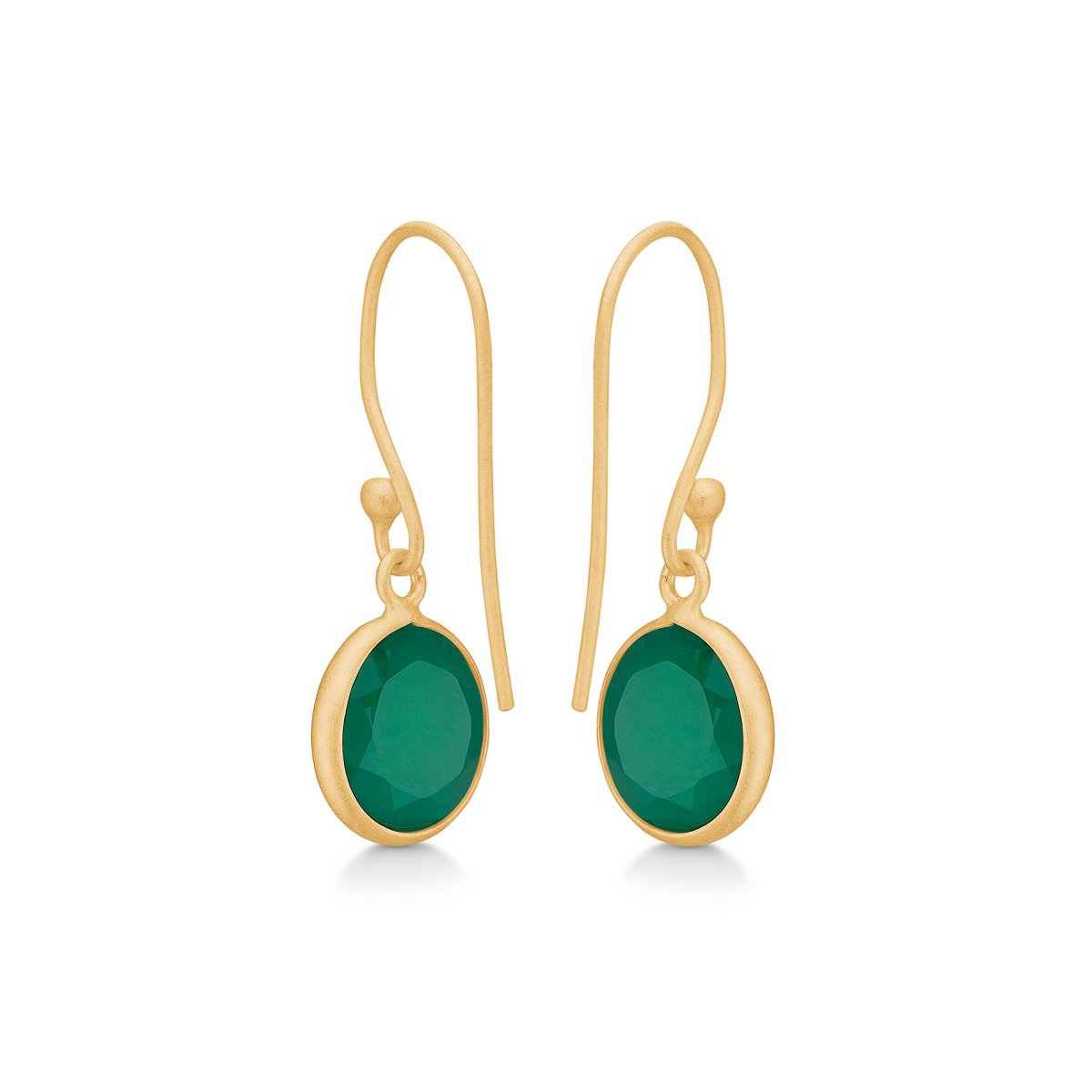 Cat Oorbellen met Groene Onyx – Verguld Sterling Zilver