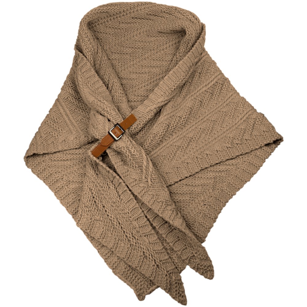Omslagdoek Fleur Taupe – Warm, gebreid & elegant