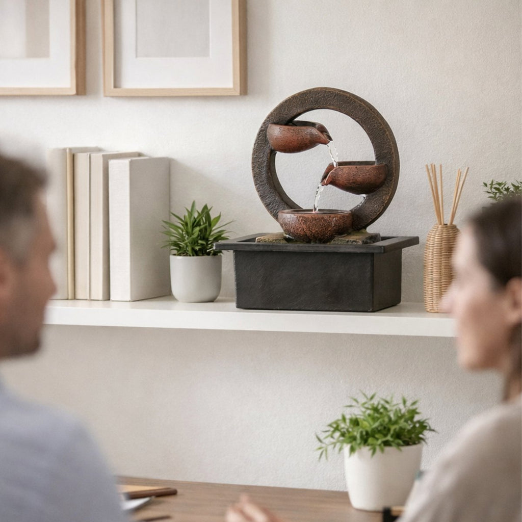 Binnenfontein - Terai - Zen Decor Idee - Kleurrijk ledlicht - Waterstroomcascade - Ontspannend sfeercadeau