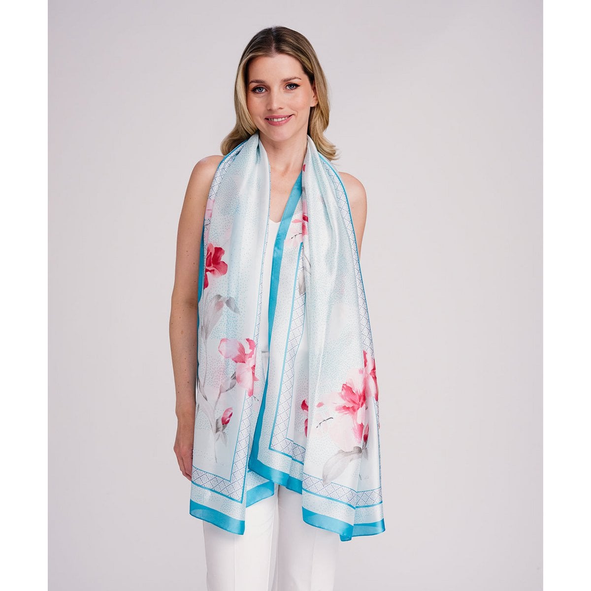 Pia Rossini Libbie Satijnzijden Sjaal Blauw – Blauw