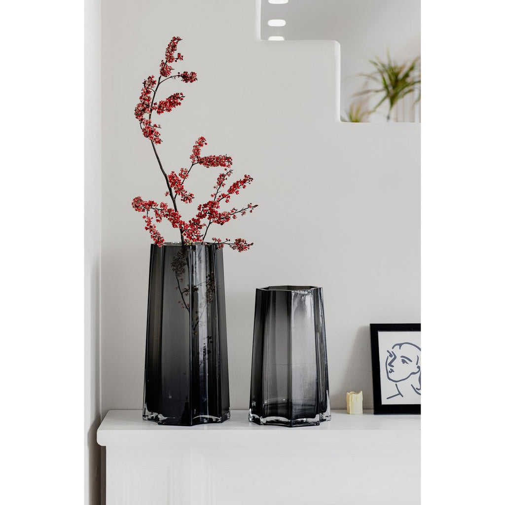 Luxe Designvaas LENOX 30 – Donkergrijs | Tijdloos Kristalachtig Design in 9 mm Glas