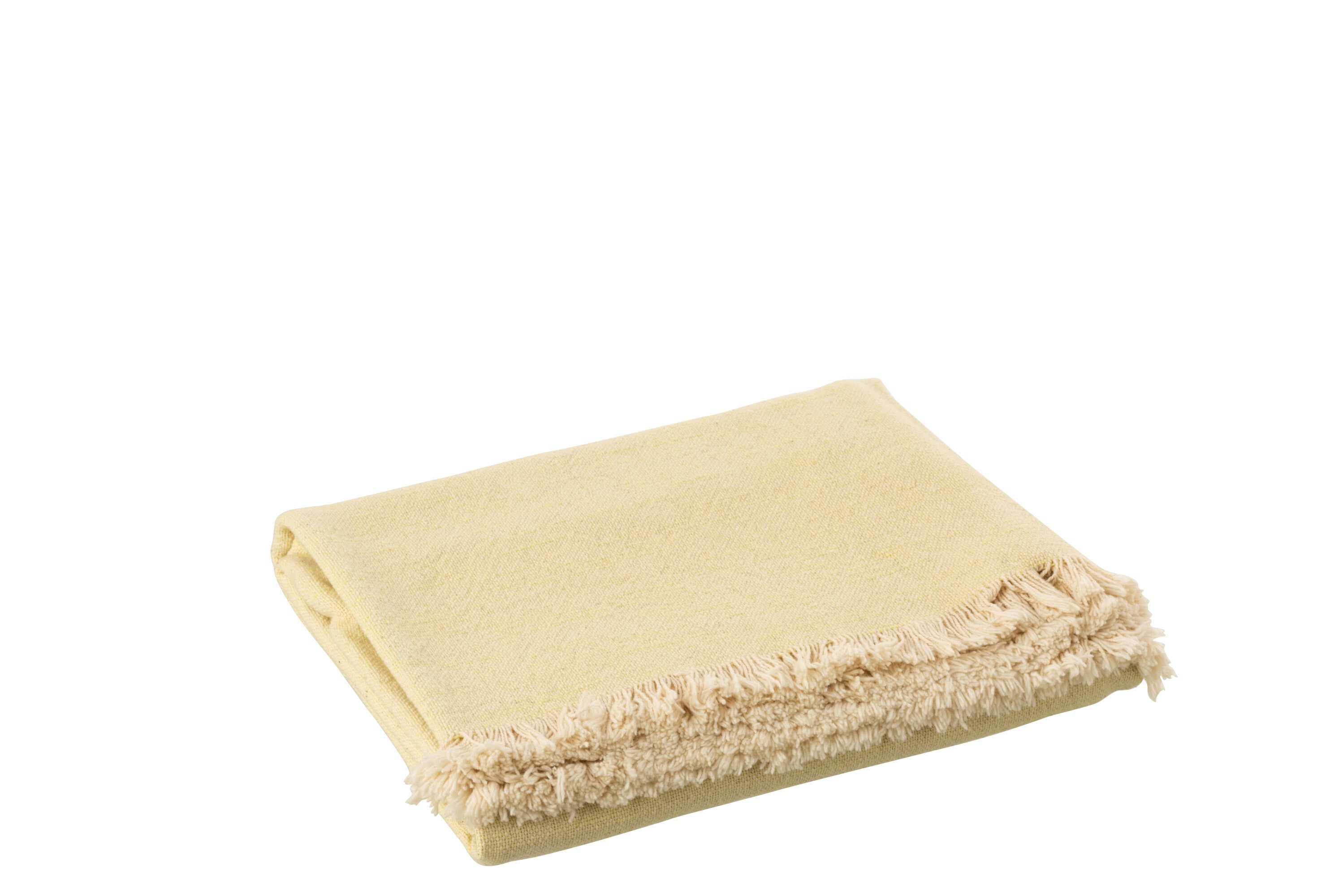 J-Line Plaid Oneffen – Katoen – Geel/Beige (172 × 130 cm)