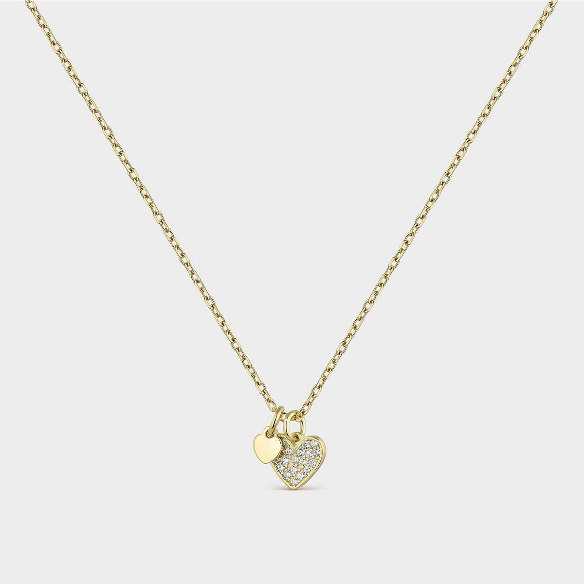 Ketting met hartje met witte zirkonia – verguld zilver