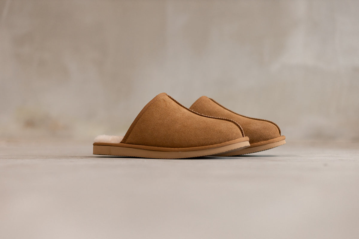 Pantoffels Jaki – Suède & Schapenwol | Camel | Maat 38-43
