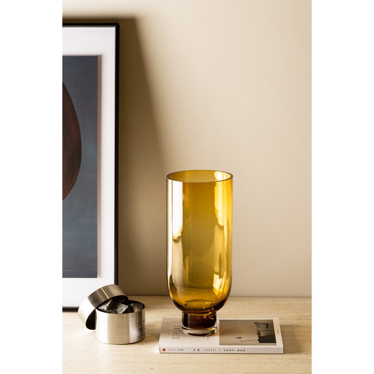 Luxe Designvaas OMAHA 28 – Amber | Tijdloze Cilindrische Elegantie