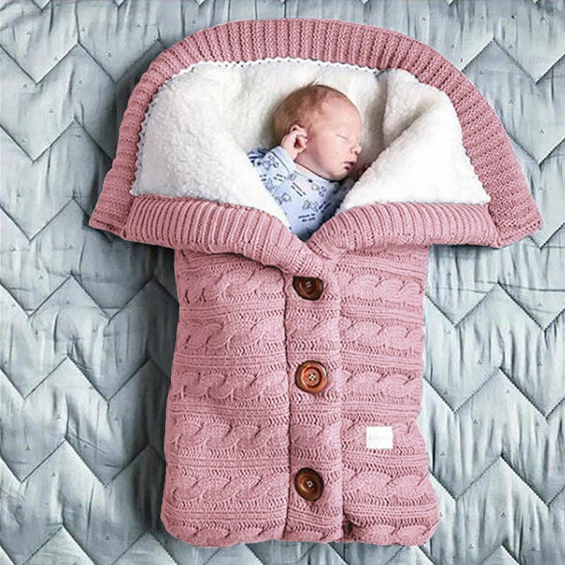 Gebreide Babyslaapzak met Fleece – Roze