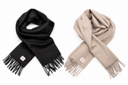 Luxe Sjaal van 100% Baby-Alpacawol – Zwart & Beige