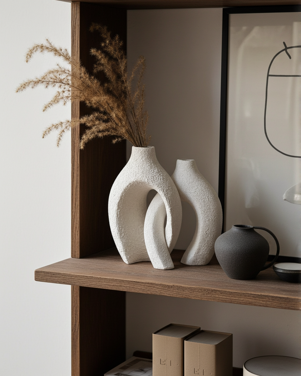 Philae Keramieken Vazen Duo – Wit | Handgemaakt Design