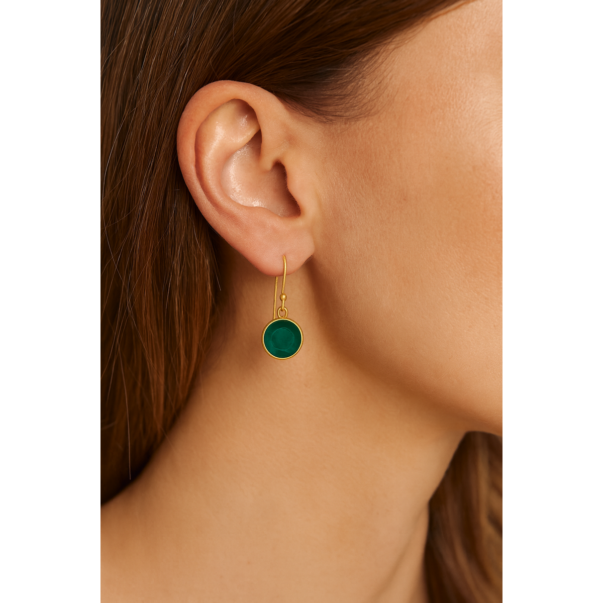 Cat Oorbellen met Groene Onyx – Verguld Sterling Zilver