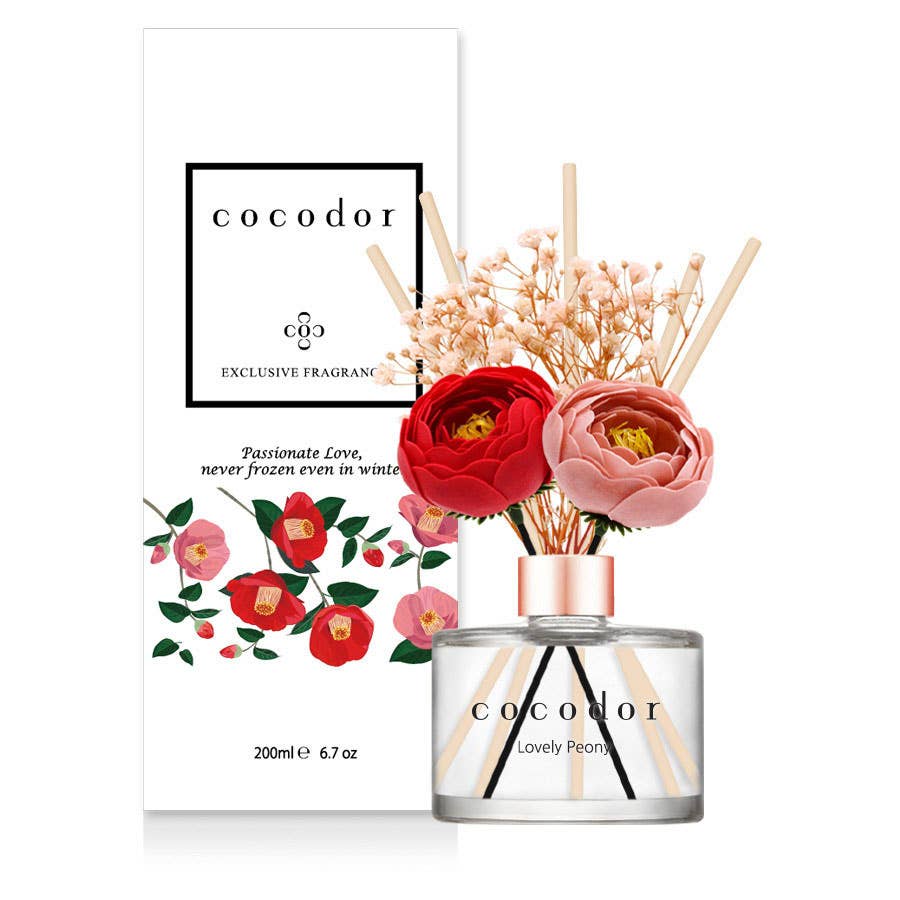 Diffuser met Echte Bloemen – Lovely Pioenroos (200 ml)