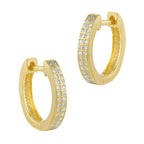 Kleine creolen oorbellen – verguld zilver met dubbele baan zirkonia