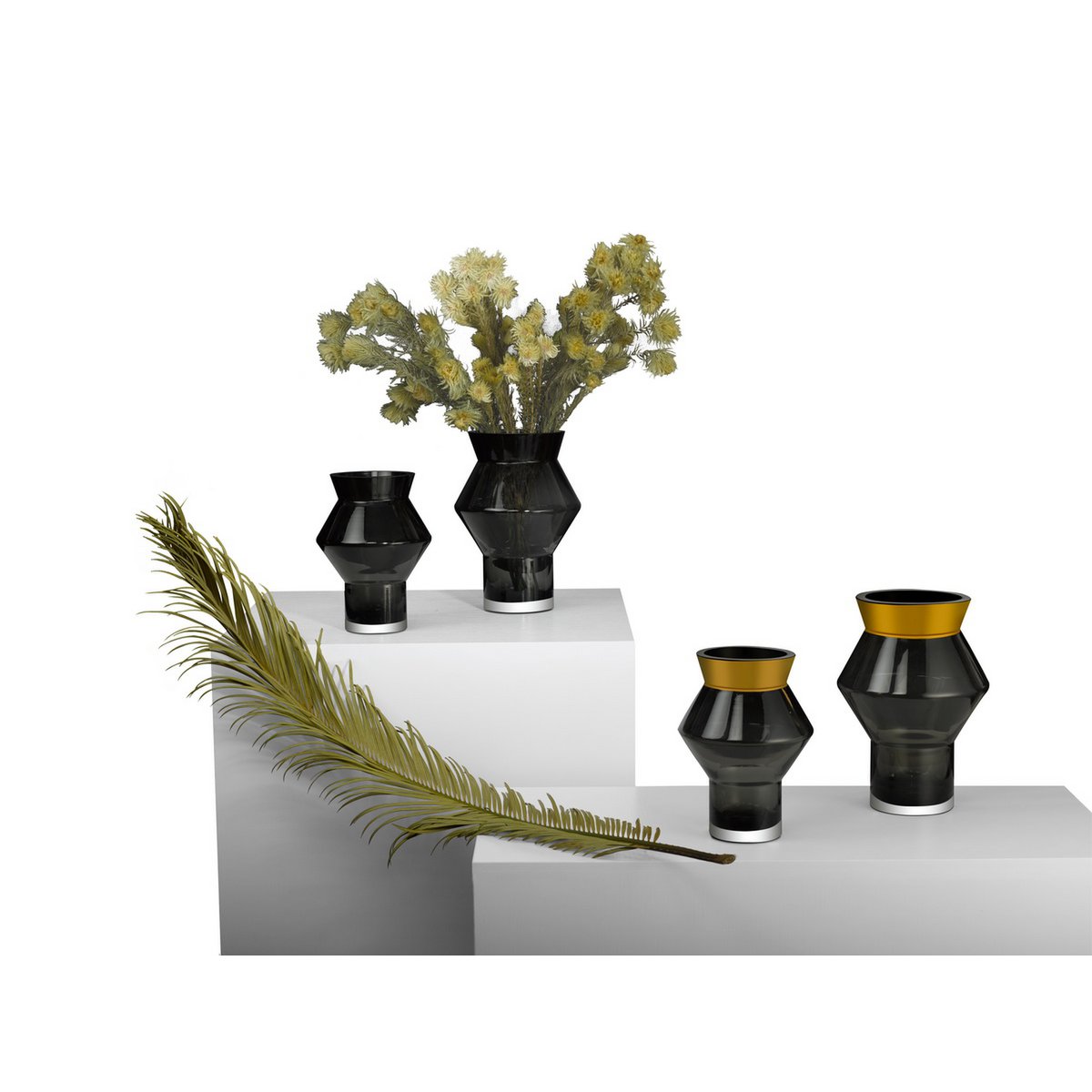 Designvaas CUZCO 23 – Grijs met 24K Gouden Accent | Trendy & Tijdloos