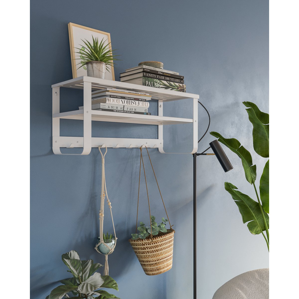 Gorillz Unify Wandkapstok met Hoedenplank – Wit