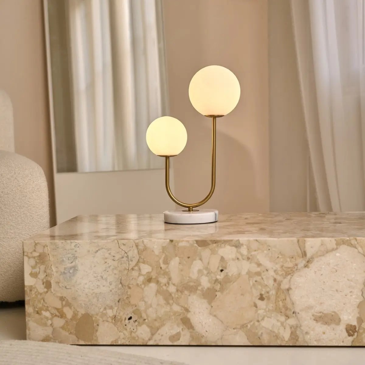 Giorgia Elegante Marmeren Lamp | Matglazen kappen & snoerlamp