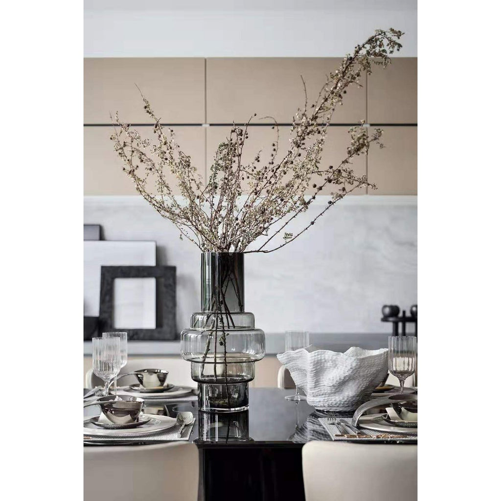 TYLER 46 GR – XL Art Deco Designvaas in Helder Grijs Glas (46 cm)