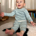 Biologische babysweater – aqua melange