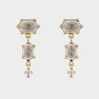 Adi Parashakti oorbellen – Verguld zilver met rookkwarts & maansteen