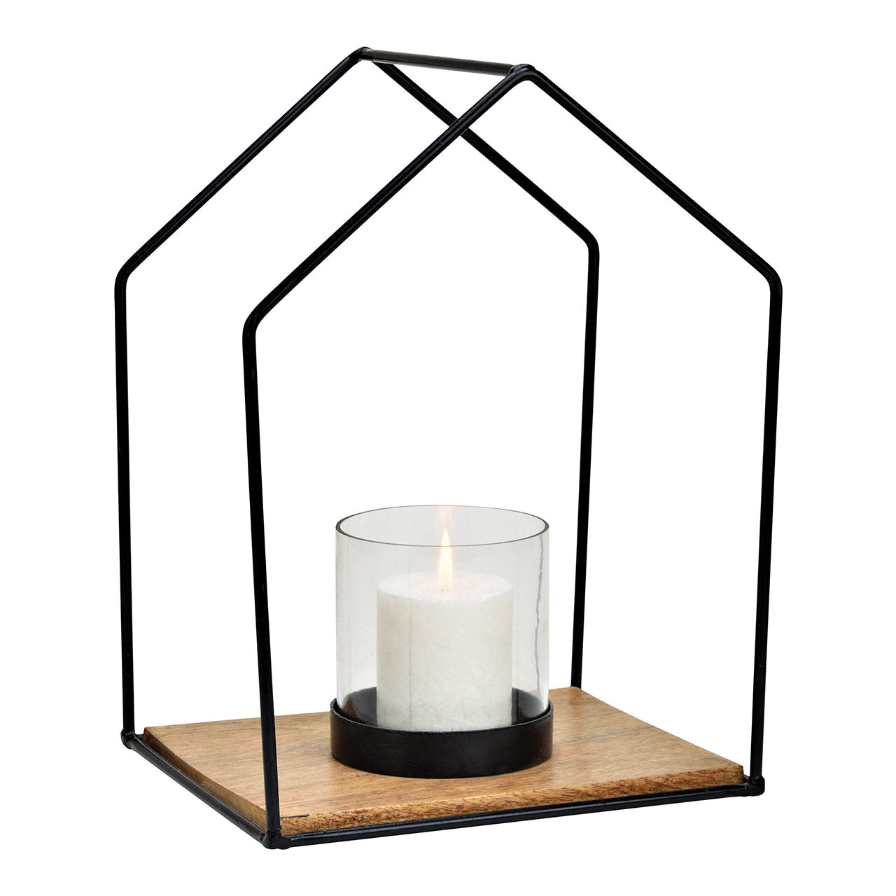 Lantaarnhuis van metaal & glas – Zwart | 26 × 34 × 20 cm