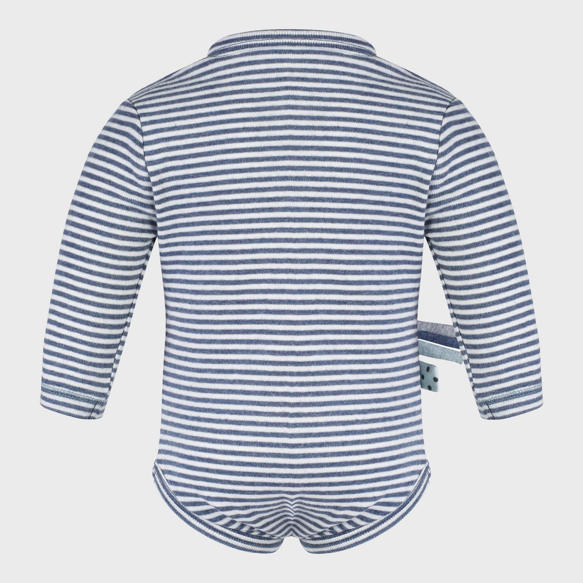 Biologische babyromper met lange mouwen – indigo gestreept