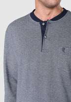 Premium gewatteerde winterpyjama voor heren – donkerblauw