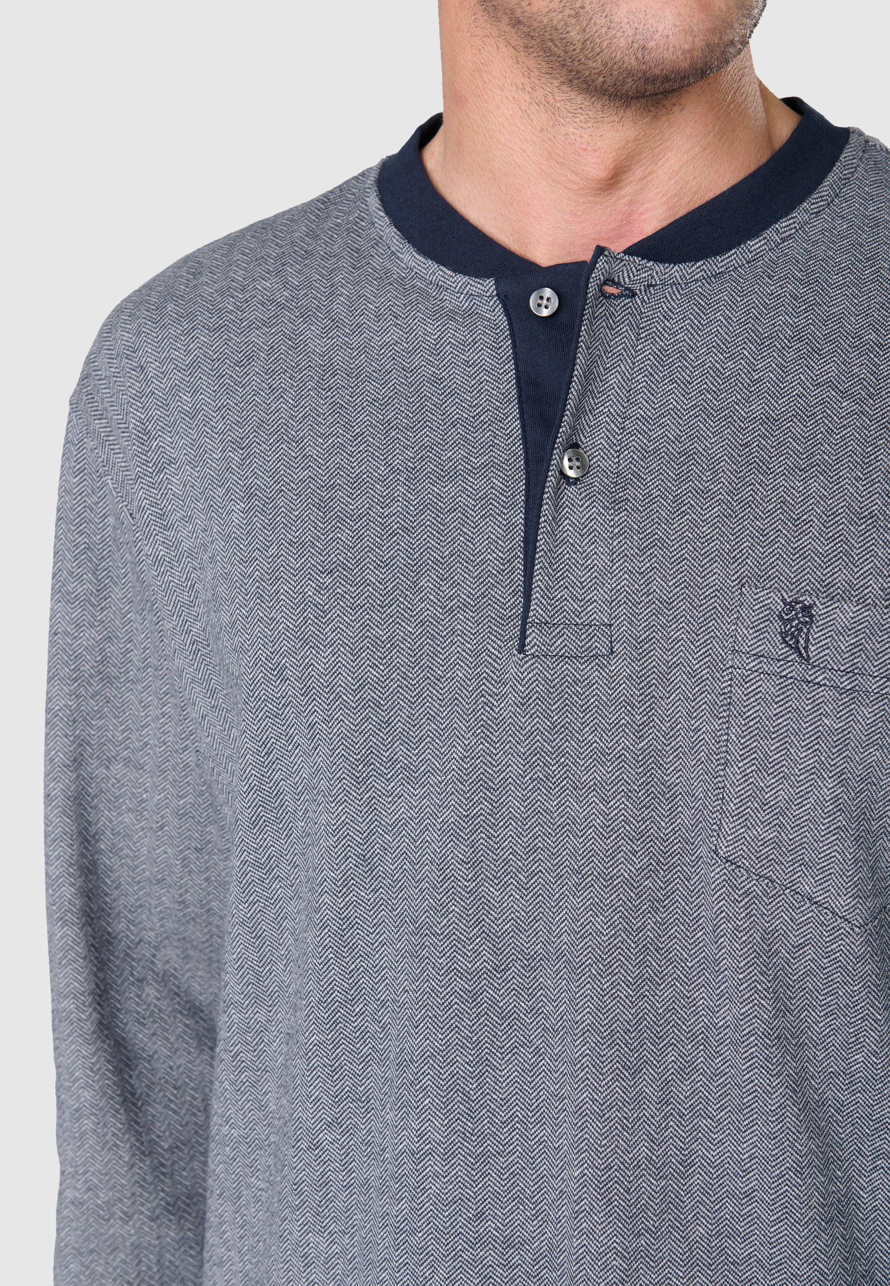 Premium gewatteerde winterpyjama voor heren – donkerblauw