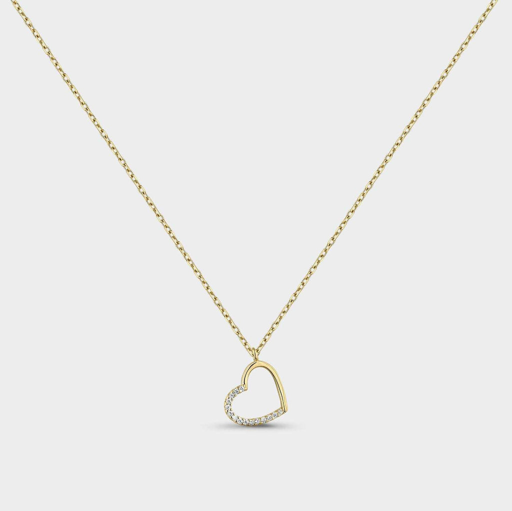 Gouden hart collier met witte zirkonen