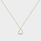 Gouden hart collier met witte zirkonen