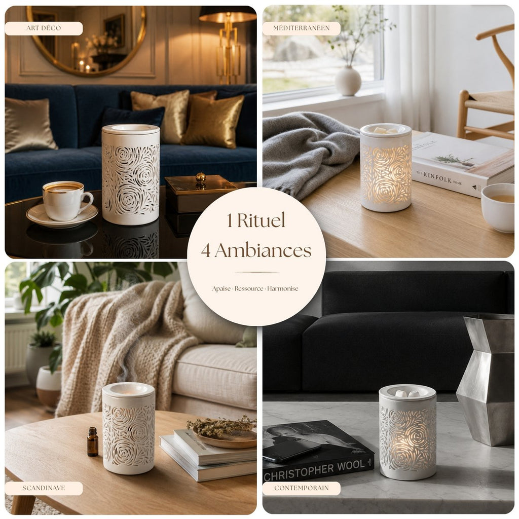 Zachte warmteverspreider – Calorya nr. 8 – van fijn porselein – sfeer- en diffusielamp – decoratie en cadeau-idee