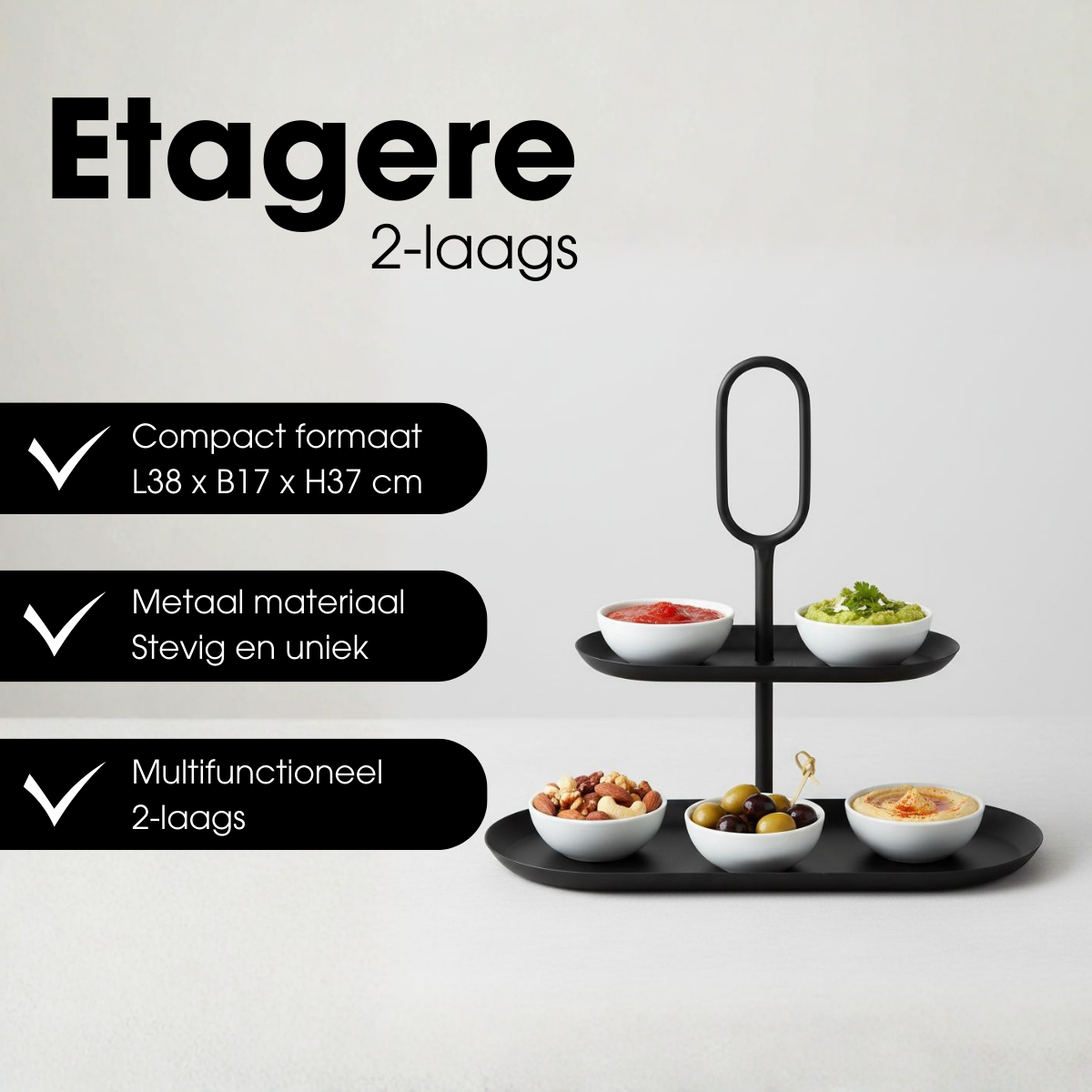 Rama Etagère Zwart – 2-Laags