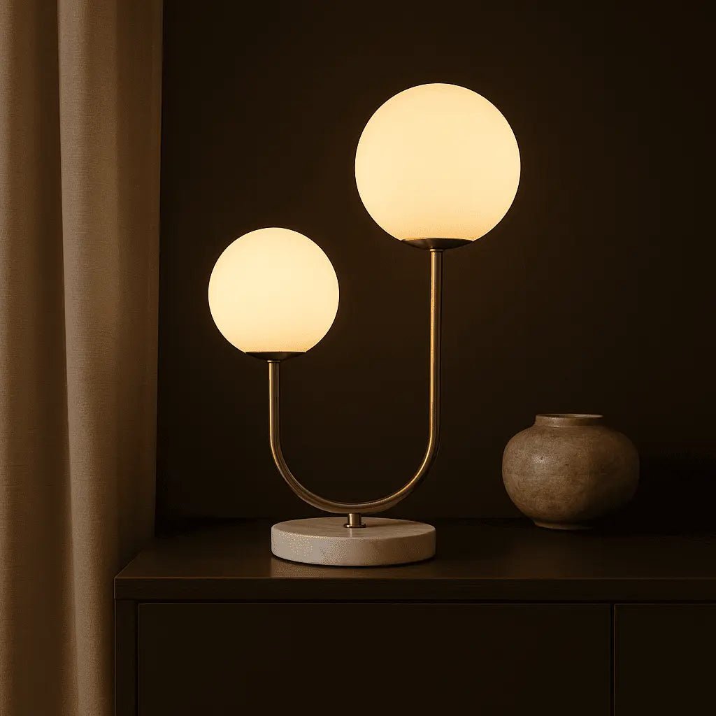 Giorgia Elegante Marmeren Lamp | Matglazen kappen & snoerlamp