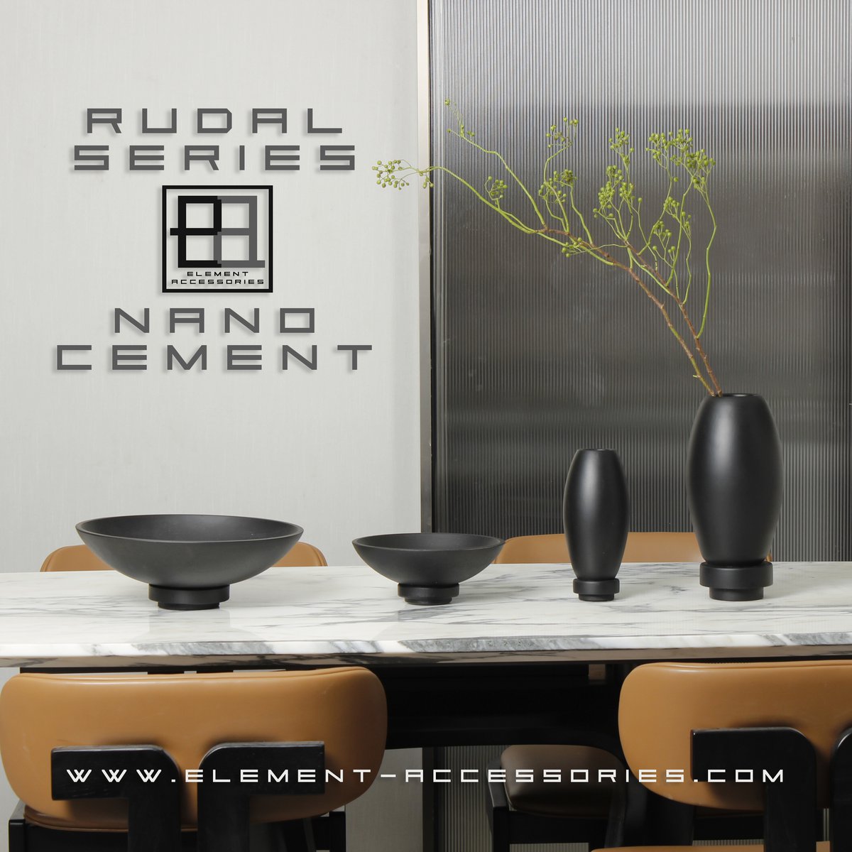 Grote Designvaas RUDAL 30 – Zwart | Microcement & Tijdloos Modern Design