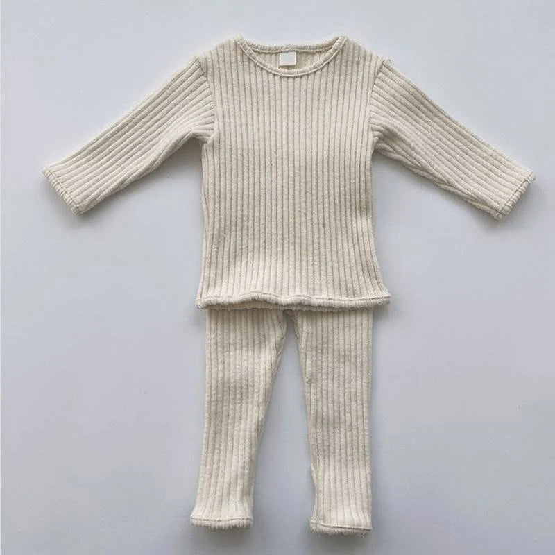 Roomkleurig Biologisch Katoenen Set – Legging & Longsleeve