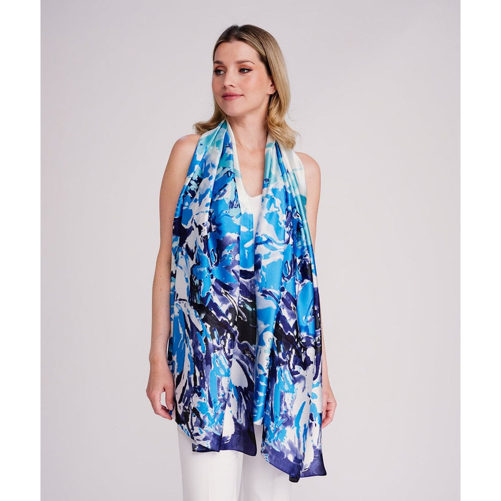 Pia Rossini Iris Satijnzijden Sjaal Blauw – Blauw