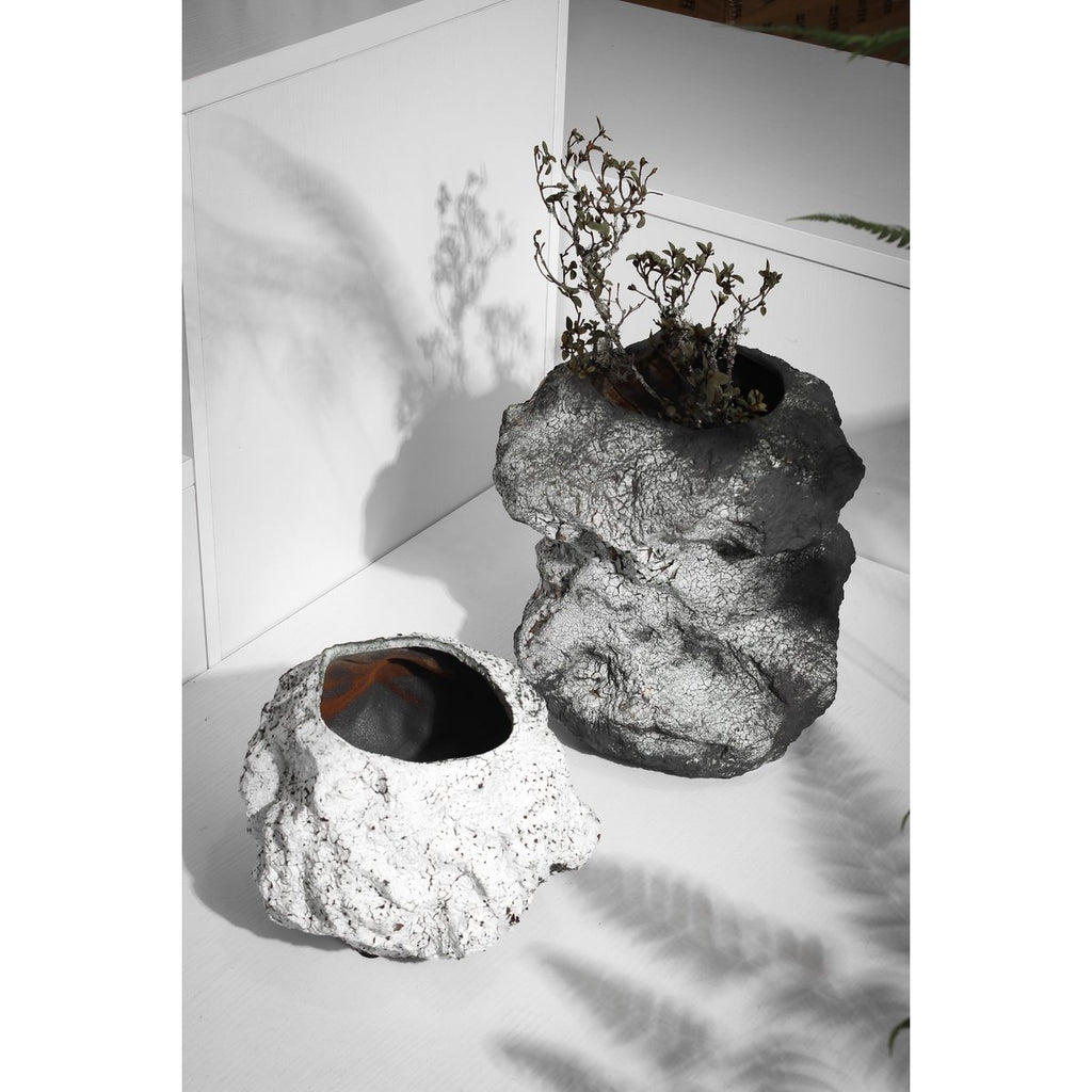 Keramische vaas m. look van rock, trendy natuurlijk design.CHU32ZW