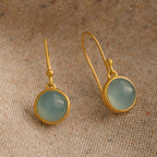 Noa Oorbellen met Aqua Chalcedoon – Verguld Sterling Zilver