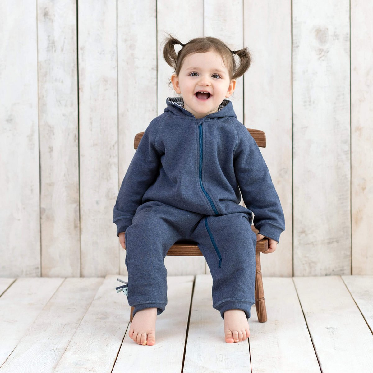 Biologische baby-jumpsuit met ritssluiting, indigo
