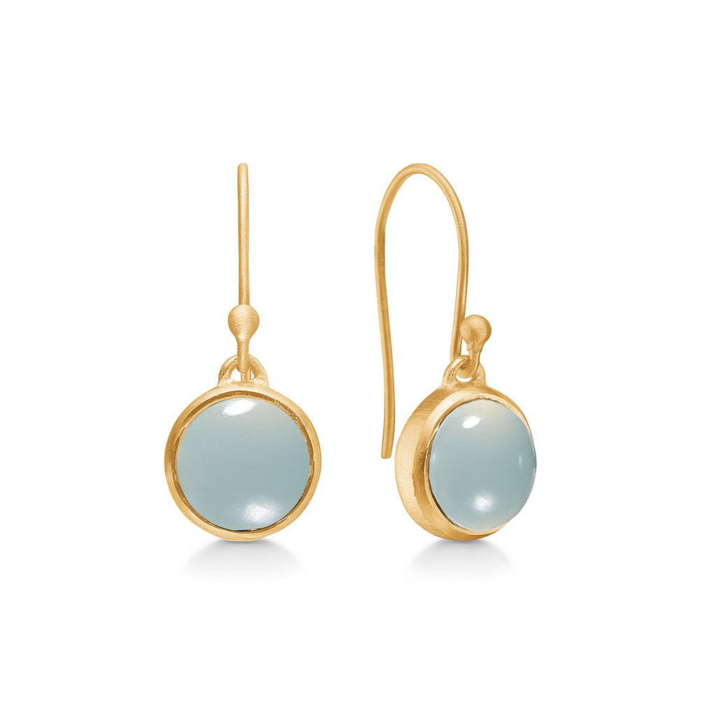 Noa Oorbellen met Aqua Chalcedoon – Verguld Sterling Zilver