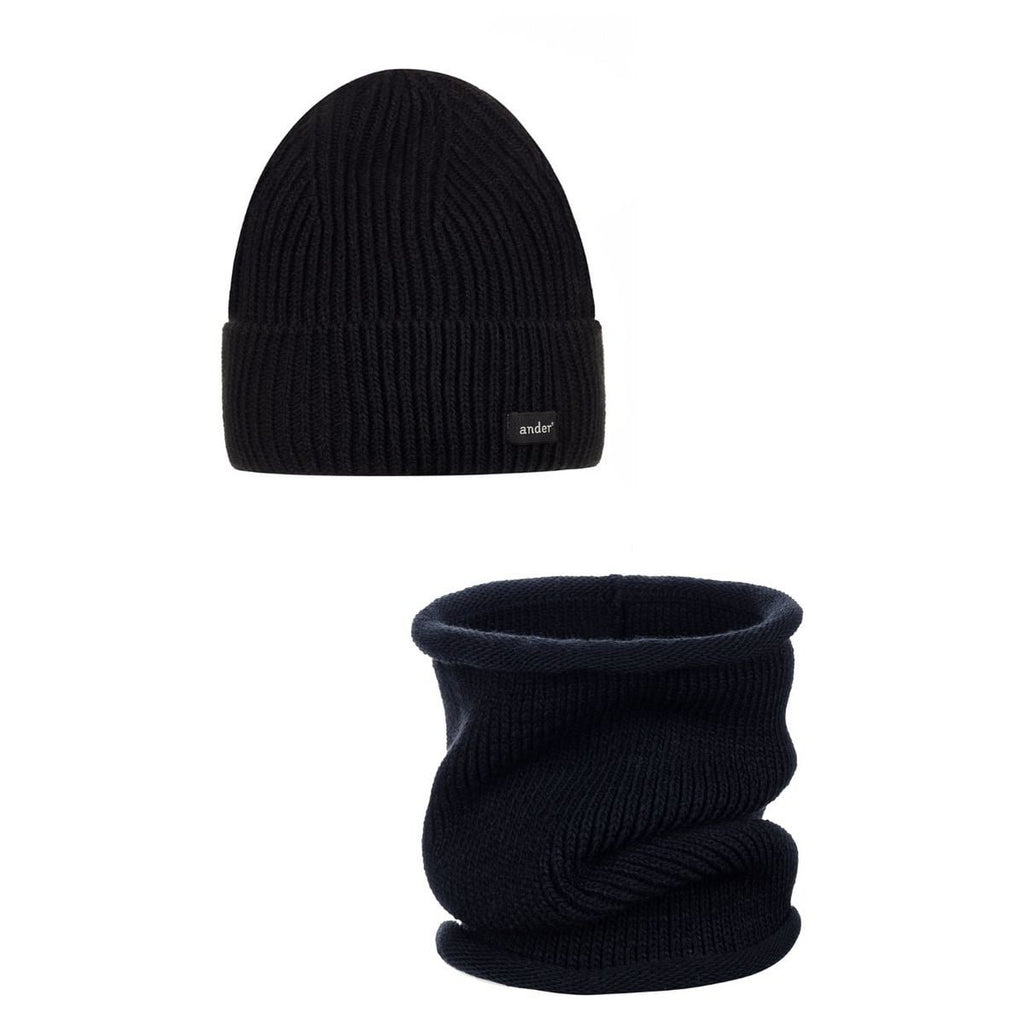 Luxe Wolmix Hoed & Snood Set – SESIL | Zwart