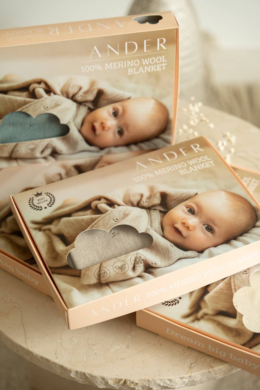Babydeken van 100% merinowol – 75×100 cm - Taupe