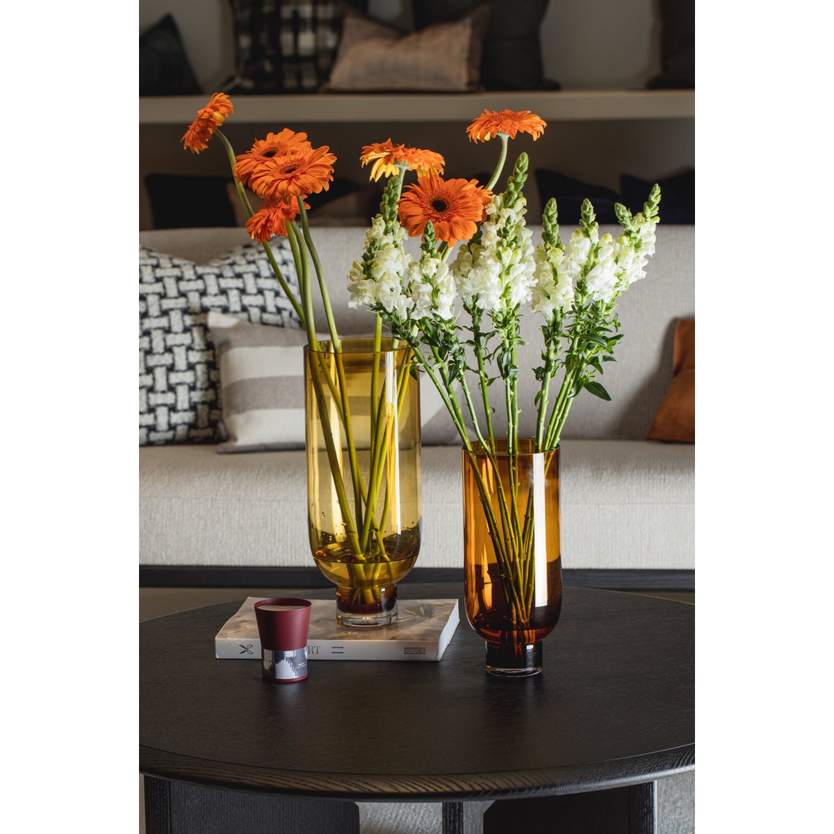 Luxe Designvaas OMAHA 28 – Amber | Tijdloze Cilindrische Elegantie